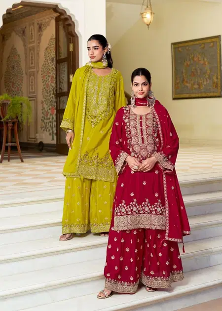 Shanaya By Sanika Chinon Silk Embroidery Readymade Suits Wholesale Price In Surat